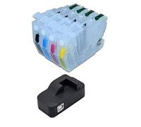 Cartouches d'encre rechargeables compatibles avec Brother LC-3211, LC-3213 noir, cyan, magenta, jaune avec puces réinitialisables + réinitialisateur de puce USB