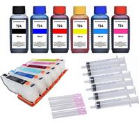 Cartouches d'encre rechargeables T2431, T2432, T2433, T2434, T2435, T2436, T24XL + 6 x 100 ml d'encre de recharge pour Epson XP-55 750 760 850 860 950 960 970