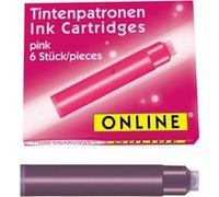 Cartouches d'encre - Rose - Encre non effaçable - Pour stylo plume et roller - 6 petites cartouches