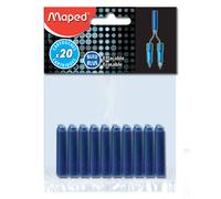 Maped Cartouches d'encre Standard pour stylo plume et roller 20 pièces Bleu