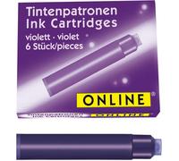 Cartouches d'encre - Violet - Encre non effaçable - Pour stylo plume et roller - 6 petites cartouches