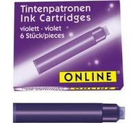 Cartouches d'encre - Violet - Encre non effaçable - Pour stylo plume et roller - 6 petites cartouches