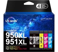 Uniwork 950XL 951XL Compatible Cartouches d'encre Remplacement pour HP 950 951 950XL 951XL pour Officejet Pro 8600 8615 8100 8610 8620 8600 8630 8640 8660 8625 251dw 276dw (Noir Cyan Magenta Jaune)