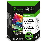 Cartouches Encre 302 XL Noir - 2X 750+ Pages, Remplaçant pour Original Cartouche HP 302 Noir, Encre Imprimante 302 pour HP Deskjet 3639 3630 3636 Envy 4520 4527 4524 4523 OfficeJet 4650 3830 3831 3832