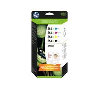 HP 364 - Pack de 4 - à rendement élevé - noir, jaune, cyan, magenta - original - jeu de papier / cartouche d'encre - pour Deskjet 35XX; Photosmart 55XX, 55XX B111, 65XX, 7510 C311, 7520, Wireless B110