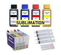 Cartouches Rechargeables T16 XL + 4 x 100 ML d'encre de Sublimation compatibles avec Epson Workforce WF-2010, 2110, 2510, 2520, 2530, 2540, 2630, 2650, 2660, 2750, 2760