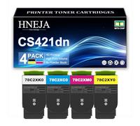 Cartouches Toner Compatibles pour Lexmark CS421dn CX421adn CS521dn CX522ade CS622de Imprimante, Remplacement Cartouche Toner Haute Capacité 78C2XK0 78C2XC0 78C2XM0 78C2XY0,4 Colors-1 Pack