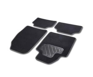 Cartrend 10605 Lot de 4 Tapis de Voiture universels en Textile Gris avec Coutures décoratives