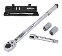 CARTREND Clé dynamométrique réglable jusqu'à maximum 210 Nm, entraînement 1/2 carré avec douilles 17/19 mm et rallonge.