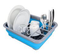 cartrend Égouttoir Pliable pour Assiettes, Verres, Tasses, Couverts, Camping, Camping, Caravane, Camping-Car, Accessoires de Caravane, Bleu