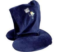 CARTREND Hero Coussin de Nuque avec Rembourrage Confortable en Mousse à mémoire de Forme, Design coloré pour Enfants, Housse Amovible, avec Capuche, 1 pièce, Bleu
