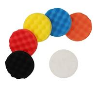 cartrend Lot d'éponges de polissage avec support de vis M14, tampon de polissage, 5 éponges lavables, capot de polissage avec fixation Velcro et plateau de polissage, multicolore, 180 mm de diamètre