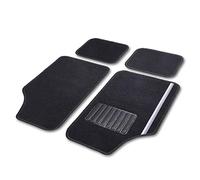 cartrend Rally 10606 Lot de 4 Tapis de Voiture universels en Tissu avec Bandes décoratives Noires, Noir