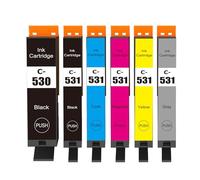 Cartridgeify 6-Pack PGI-530 CLI-531 Cartouches d'encre compatibles avec Canon 530 531 Multipack (1x PGBK, 1x Noir, 1x Cyan, 1x Magenta, 1x Jaune,1x Gray), pour TS8750, TS8751