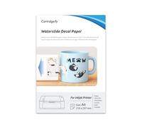 Cartridgeify Papier de Transfert à l’Eau Inkjet A4 Transparent - 15 Feuilles pour DIY sur Tasses, Assiettes, Verre, Bougies - Compatible Imprimantes Jet d’Encre, Idéal Cadeaux & Décoration
