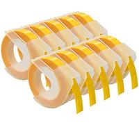 Cartridges Kingdom 10 Rubans de Marquage 3D 9 mm x 3 m Blanc sur Jaune | compatibles avec les DYMO Omega et Junior | plastique, autocollant