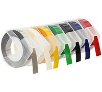 CARTRIDGES KINGDOM 7 Rubans de Marquage 3D 9 mm x 3 m Blanc sur Rouge Bleu Noir Vert Gelb Transparent Argent | compatibles avec Les DYMO Omega et Junior | Plastique, Autocollant