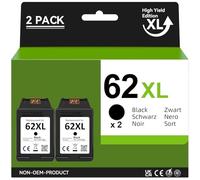 CARTRIGO Lot de 2 cartouches d'encre noires 62 XL - Haut rendement - Remplacement pour C2P05AN - Pour HP OfficeJet 200 250 5740 Serie & HP Envy 5540 5640 7640 Serie - Qualité d'impression fiable