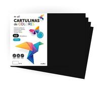 Cartulina de Colores, Cartulina A3, Folios Colores 180gr, Bloc cartulina colores intensos, Ideal para Manualidades, Imprimir tus Documentos y Diseños Creativos · m-office (25 Hojas, Negro)