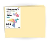 Cartulina de Colores, Cartulina Grande 50x65 cm de Colores Pastel, Cartulinas de Colores Pastel 180gr para Manualidades, Diseños Creativos y Proyectos de Arte · m-office (x25 hojas, crema)