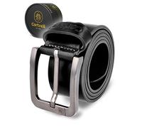Cartvelli Ceinture en cuir de qualité supérieure pour homme avec boîte cadeau - En cuir véritable - 40 mm - Peut être raccourcie pour jeans, costume et pantalon, Noir , 85 cm