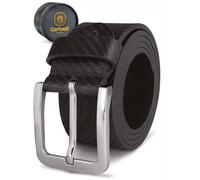 Cartvelli Ceinture en cuir de qualité supérieure - Pour homme - En carbone - Fabriquée en Allemagne - Avec boîte cadeau - Ceinture en cuir véritable, noir carbone, 125 cm