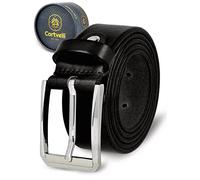 Cartvelli Ceinture en cuir pour homme avec boîte cadeau fabriquée en Allemagne - 35 mm, Noir caviar, 120 cm