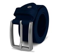 Cartvelli Ceinture vintage en cuir pour homme 40 mm fabriquée en Allemagne avec boîte cadeau - Ceinture en cuir véritable avec fermoir argenté, bleu foncé, 85 cm