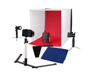 Caruba - Mini studio portable 60cm + 2 lampes LED + 1 pied + 5 fonds