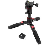 Caruba Tafelstatief Compactstar51 - Trépied de table et de voyage ultra-compact en aluminium avec rotule sphérique - Noir-Rouge