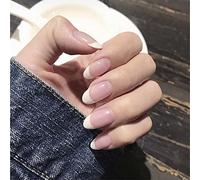 Carufin 24 pièces blanc changement progressif ongles faux autocollants imprimer faux ongles ballet Français ongles artificiels pour femmes filles (A)