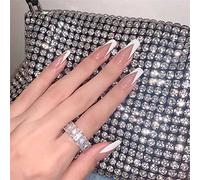 Carufin 24Pcs blanc en forme de V Français Faux cercueil à ongles longs Acrylique Fausse presse à ongles sur ongle Ballet artificiel Clou pour femmes filles