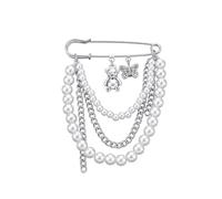 Carufin amour serrure en forme d'ange aile pendentif broche croix broche papillon ours perle chaîne broche bijoux pour les femmes (1, Argent A)