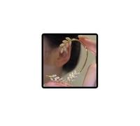 Carufin Boucles d'oreilles en feuille de cristal scintillant doré sans clips d'oreille percés Boucles d'oreilles détachables à deux usages pour femmes et filles (oreille gauche - feuille)