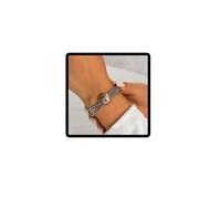 Carufin Hip Hop sphère pendentif collier bracelet multicouche collier col grossier chaîne épaisse Femmes bijoux pour filles (Bracelet en argent)