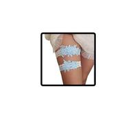 Carufin Jarretière de Mariage en Dentelle Jarretière Élastique pour Jambe Ensemble de Jarretière de Cérémonie Nuptiale Accessoires de Mariage pour Femmes et Filles, Bleu ciel, taille unique