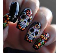 Carufin Ongles d'art des ongles Jour du Mort en sucre crâne, arc-en-ciel fierté et gothique pour femmes (C)