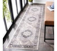 Carvapet Lavable Tapis de Passage 60x240cm Antidérapant Tapis de Couloir Long Fin Tapis de Sol Vintage Médaillon Gris Tapis de Salon Chambre Cuisine