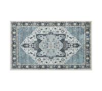 Carvapet Tapis de Passage 150x210cm Antidérapant Tapis de Couloir Lavable Fin Tapis de Sol Long Vintage Médaillon Tapis de Salon Chambre Cuisine(Bleu)