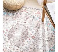 Carvapet Tapis de Passage 90x150cm Antidérapant Tapis de Couloir Lavable Fin Tapis de Sol Long Fleur Médaillon Tapis de Salon Chambre Cuisine(Jaune)