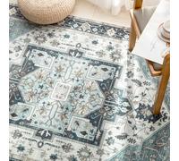 Carvapet Tapis de Passage 90x150cm Antidérapant Tapis de Couloir Lavable Fin Tapis de Sol Long Vintage Médaillon Tapis de Salon Chambre Cuisine(Bleu)