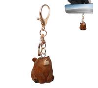 Carved Bear Keychain - Wooden Bear Keyring Clip Charm, Decorative Key Holder Pendant For School Bag, Backpack, Toys Accessory, Cute BearKeychain For Kids, Girls, Women, Portable Animal Key Accessory