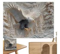 Carved Eagle Jigsaw Puzzle, Majestic Bald Eagle Puzzle Game, 1000 Pieces Carved Eagle Fun Challenging Puzzles, Fun Nature & Wildlife Puzzle, Family Activity, Adults Women Men (White)