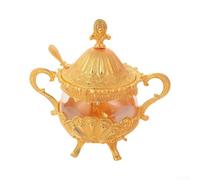 Carved Metal Sugar Bowl with Spoon Glass Body(Gold)