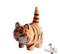 Carved Wooden Tiger Figurine - Small Miniature Sculpture, Handcrafted Animal Decor, Adorable Collectible Design | Home Office Shelf Decoration For Lovers Display 1,38 x 0,98 x 1,18 Inches