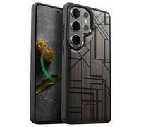 Carveit 2026 Étui Magnétique pour Galaxy S26 Ultra Coque Bois Cover, Etui de Téléphone Antichoc Compatible Magsafe avec Samsung S26 Ultra 5G Case (Bois Sombre-Figure Géométrique)