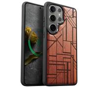 Carveit 2026 Étui Magnétique pour Galaxy S26 Ultra Coque Bois Cover, Etui de Téléphone Antichoc Compatible Magsafe avec Samsung S26 Ultra 5G Case (Rosé-Figure Géométrique)