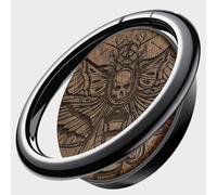 Carveit Anneau de Support pour téléphone Portable réglable à 360° - Anneau Universel en Métal pour Tous Les, Métal en Bois Anneau Support, Noir-Noyer/Modèle de Mort [1 Pièces ]