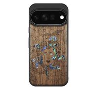 Carveit Bois Coque pour Pixel 11 Pro, Noyer, L'énigme Méduse