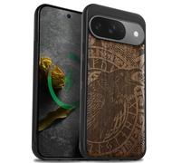 Carveit Bois Coque pour Pixel 9, Noyer-Appel du Corbeau Runique